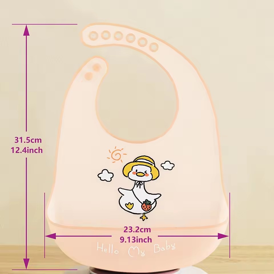 Waterproof Baby Bibs Baby Stuff Cute Cartoon Animal Printed Kids Bib Girl Boy Adjustable Soft Silicone Bib Baby Feeding Stuff