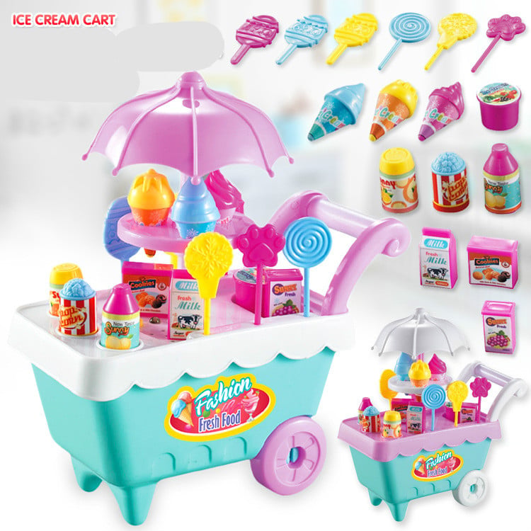 Children's simulation candy ice cream trolley girl puzzle play set toys