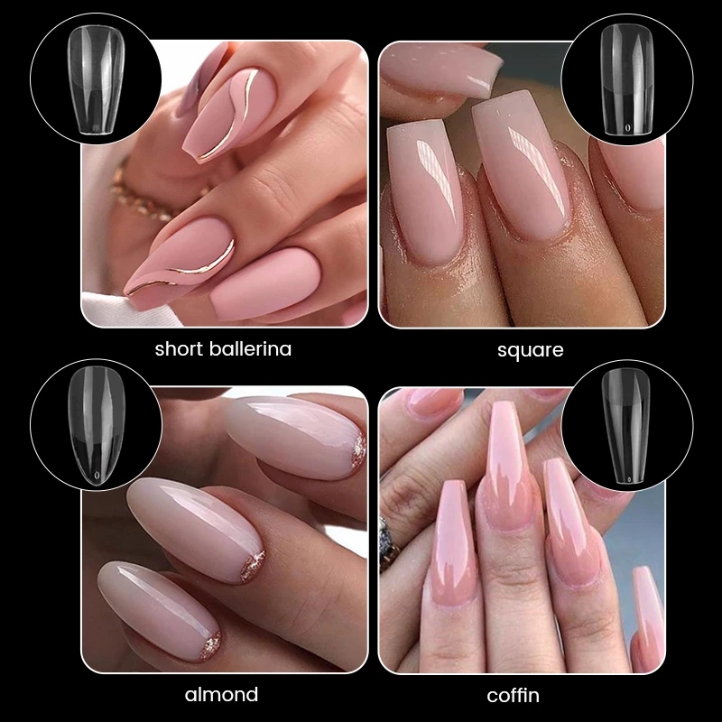 550Pcs/Box Fake Nail Tips Press on False Nails Transparent Full Coverage Ballet Full Sticker For Nails Art Tools Manicures