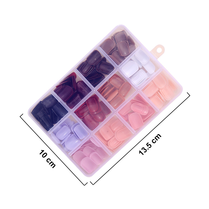 288pcs/set (12 Mixed Colors) Short Square Press-On Nails, Acrylic False nails, Summer Nail Gift for Women and Girls