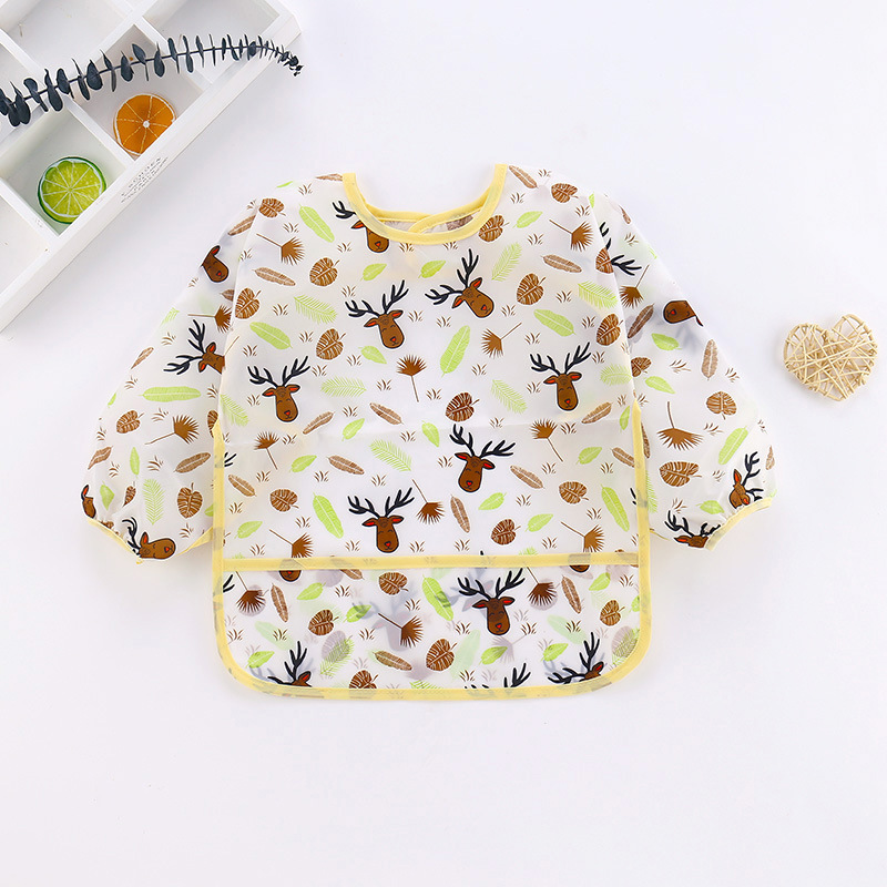 Baby Bibs New Cute Kids Baby Products Toddler Waterproof Long Sleeve Art Blouse Feeding Bib Apron