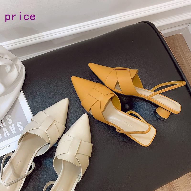 Women's shoes Black square head Rhinestone accessories High-heeled sandals