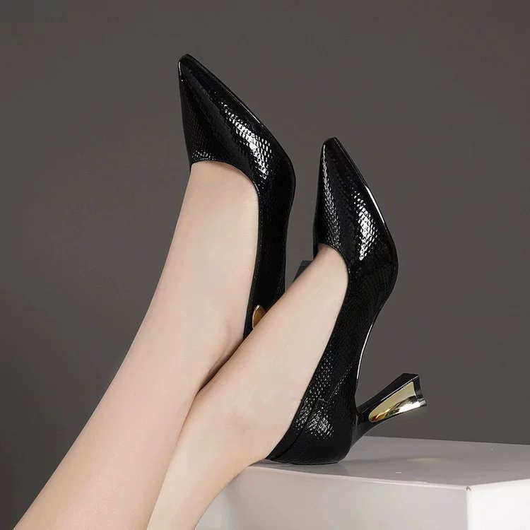 Basic Wine Snakeskin Leather Women Shoes Stiletto High Heels Pointy Toe Women Pumps Weddings Party Size 34-42 Shoes Woman