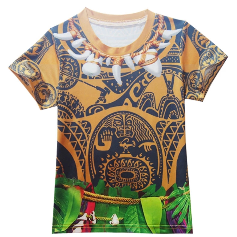 Children's Ocean Boys Children's Swimsuit Short Sleeve Moana Cosplay Maui Shirt Shorts Pants