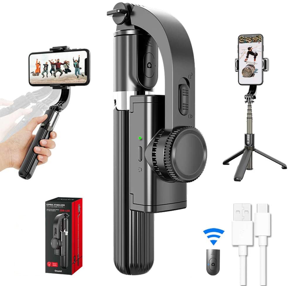 Gimbal Stabilizer 360° Rotation Selfie Stick Tripod with Bluetooth Wireless Remote Portable Phone Holder Auto Balance