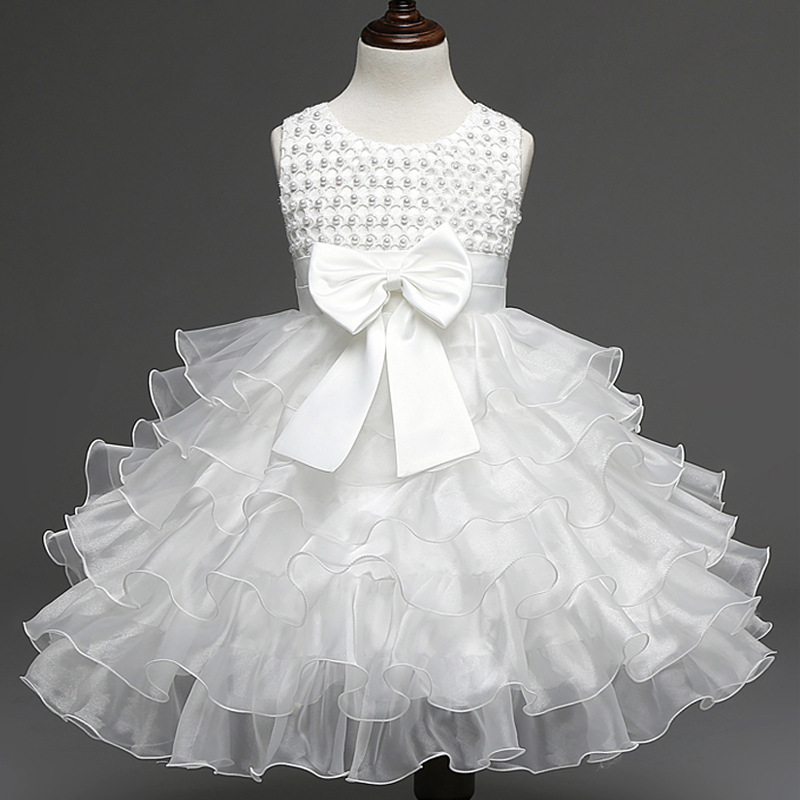 1~2 years old new summer children's skirt Korean girls flower princess dress solid color bow flower girl dress dress
