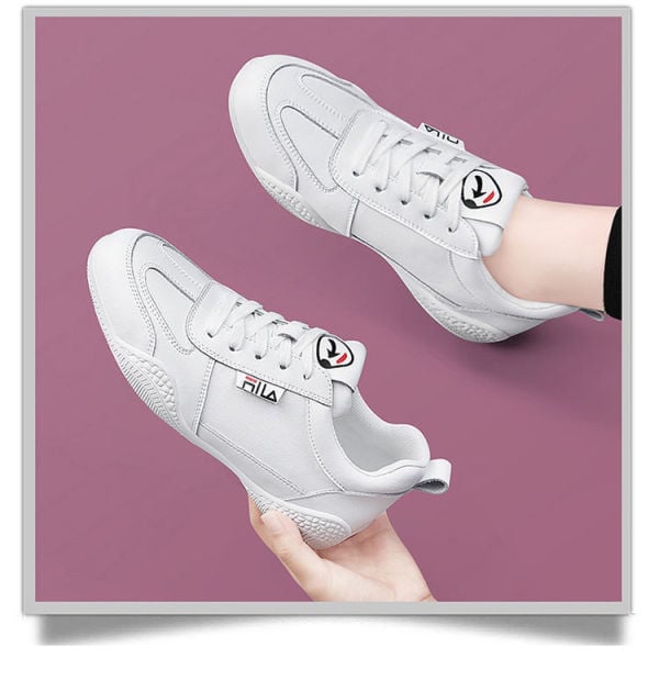 New women's shoes Fashion sports shoes Leather soft soled women's shoes Casual thick soled shoes