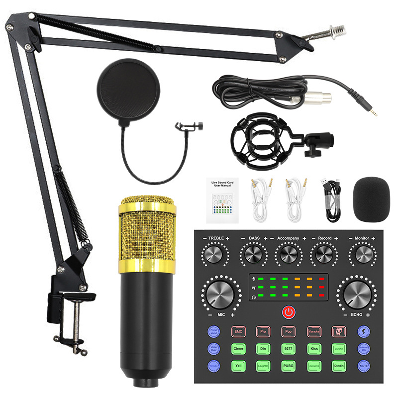 BM800 condenser microphone, V8 mobile phone sound card, cantilever bracket, live streaming set