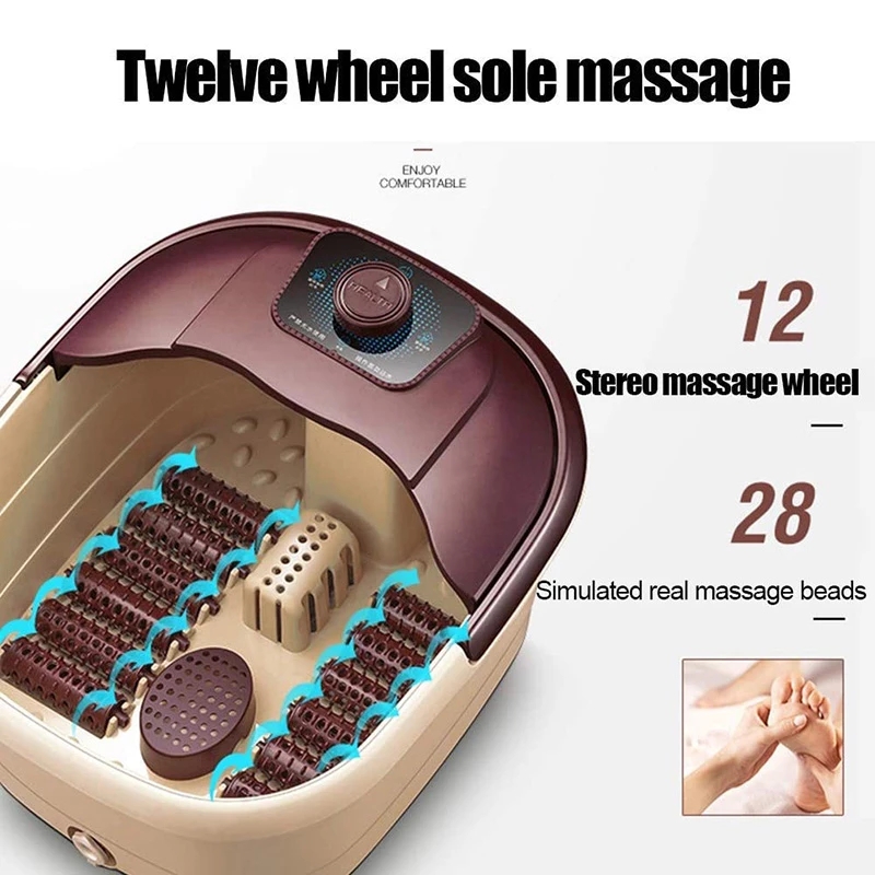 Electric Foot Spa Bath Massager Machine Foot Roller Massage Magnetic Field Infrared Heat Heated Therapy for Stress Relief