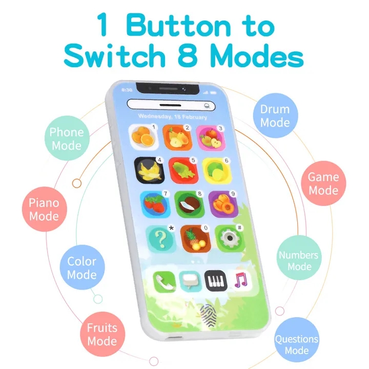 Baby Study English Musical Mobile Phone with LED Learning Educational Interactive Toys for Toddler Children Voice Changer Gifts