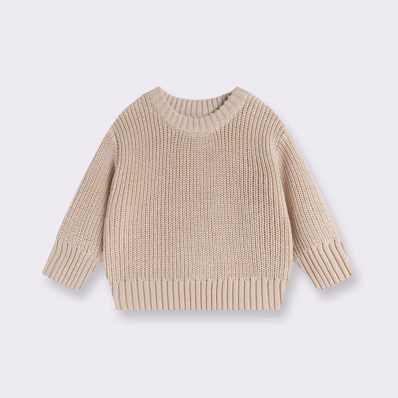 Baby sweater, round neck, baby knitted base sweater, baby inner layer, girls' and children's base cotton clothes