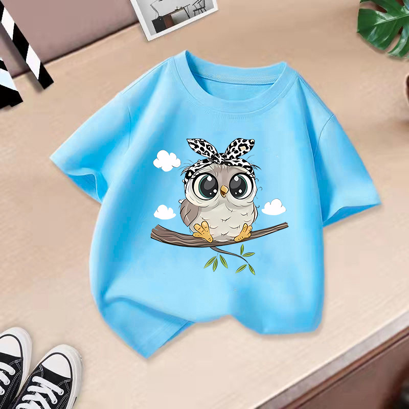 Summer Girls T-shirts Cartoon Print Children Blouse Short-sleeve Tops for Kids 1 To 10years Teenager Tees Baby Outfits Clothing