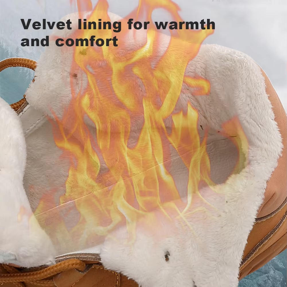 2024 Winter Barefoot Boots Men Waterproof Winter Sneakers Ankle Snow Shoes Plush Hiking Boots Warm Sporting Shoes Big Size 47