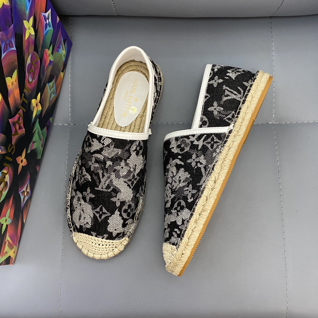 LV luxury high-quality hemp rope sole and rubber outsole fisherman shoes you deserve size 38-44