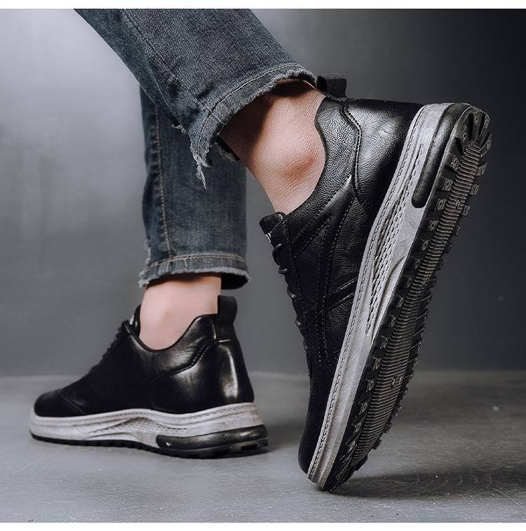 Leather shoe trend, British style casual shoes, men's plus size workwear shoes