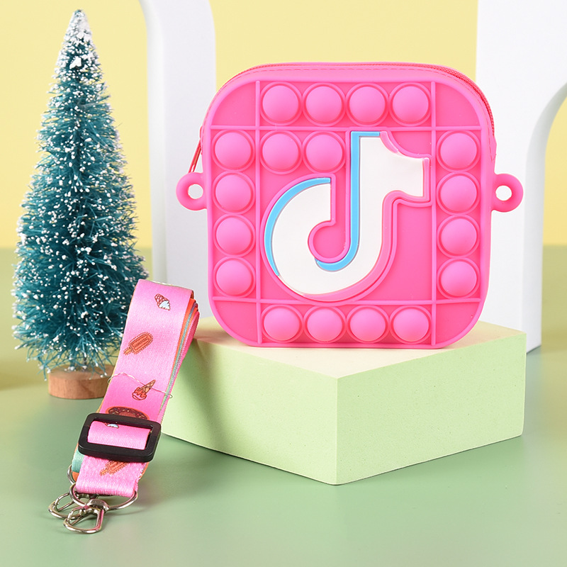 Tik Tok Popits Popet Silicone Dimple Stationery Storage Bag Popite Coin Purse Bag Fidget Toys Push Bubbles Girl Christmas Gift