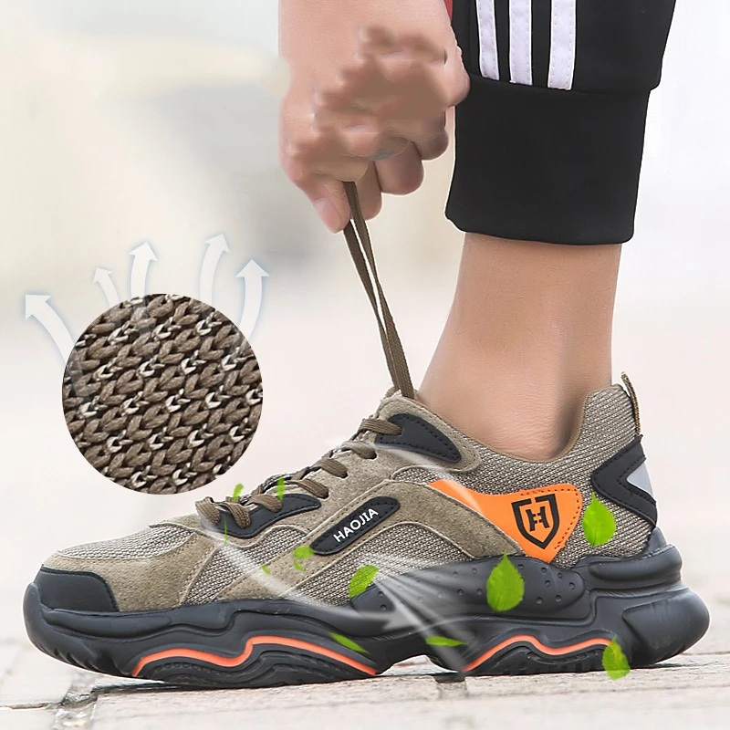 Men Light Sneaker Indestructible Steel Toe Soft Anti-piercing Work Boots men shoes New Breathable Mesh Safety Shoes