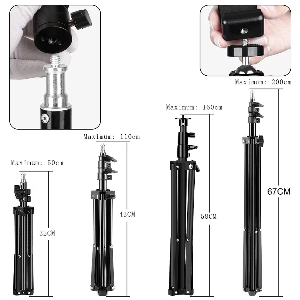 210cm 82inch Table Floor Tripod For Phone Camera Metal Stands Reflectors Photo Studio Video Flash Lighting