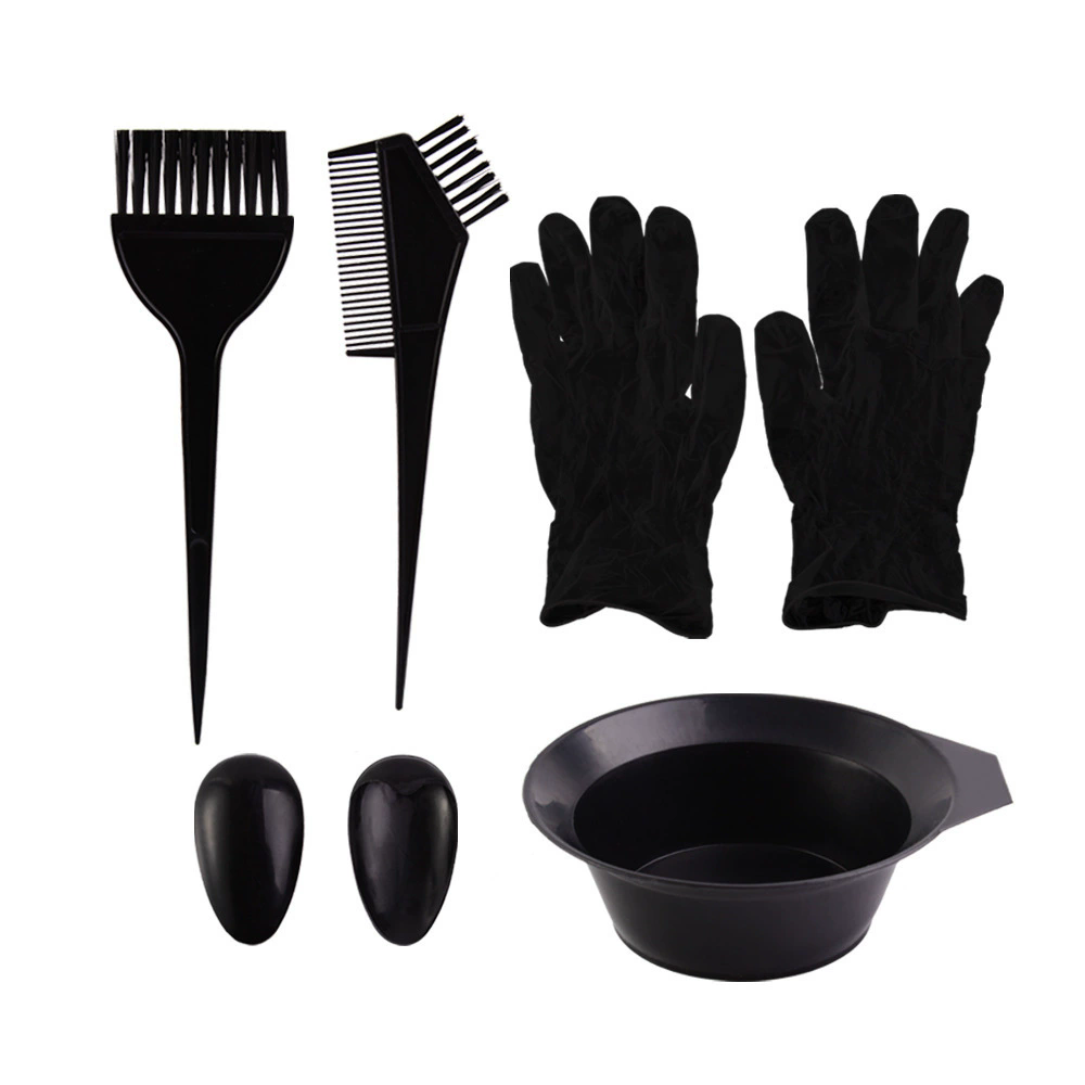 7PCS Hair Dye Brush Bowl Set with Ear Caps Dye Mixer Hair Coloring Tools for Home Salon Styling Hairdressing Tint Kit
