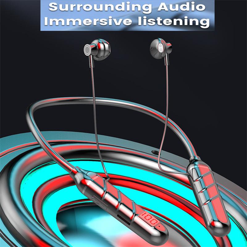 Wireless Earphones Bluetooth Neckband Headphones Gaming Power Display HIFI Headset TWS Stero Earbplugs With Mic Support T F Card