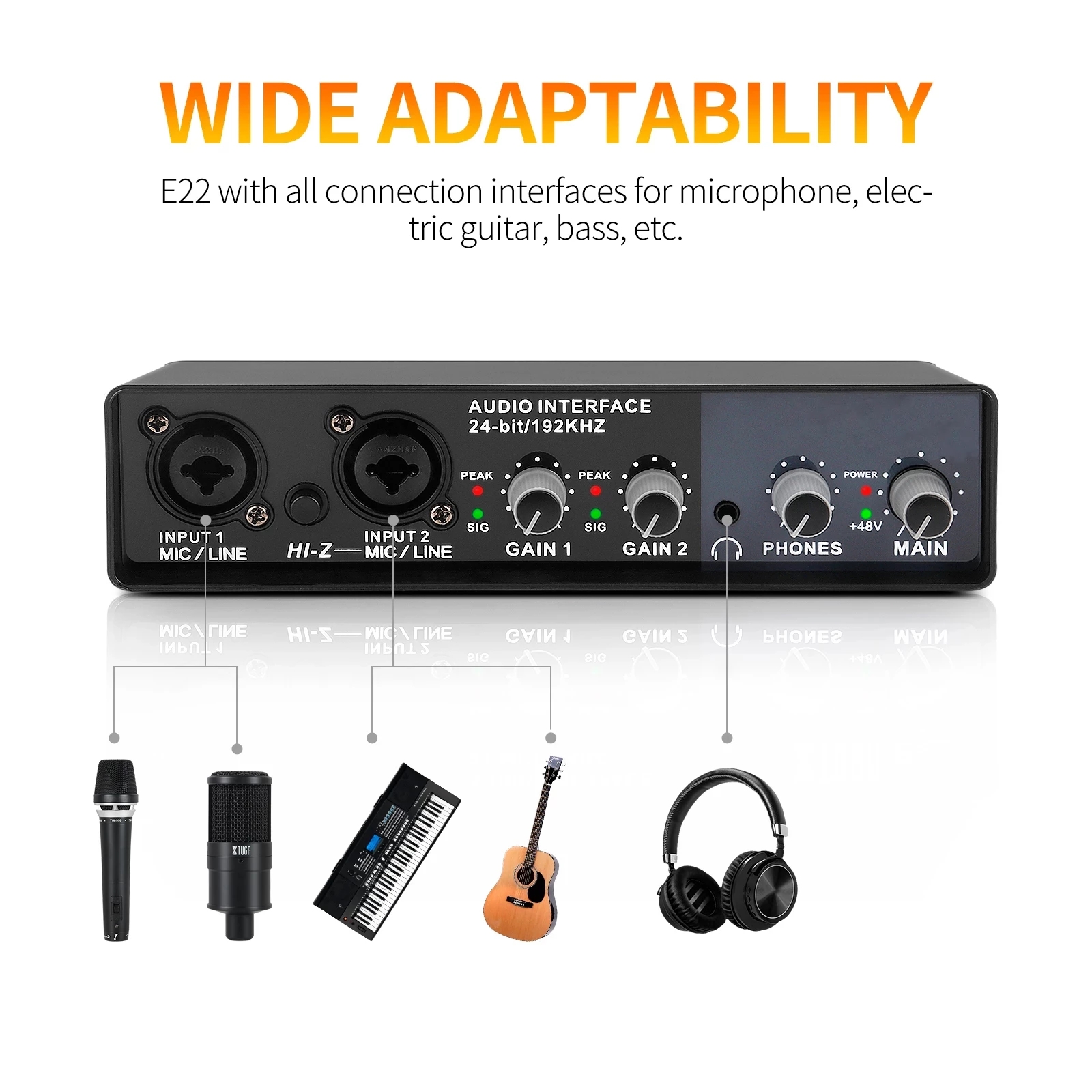 Audio interface USB Sound card UR24C UR22C professional recording dubbing Composing Equipment mobile computer live Singing