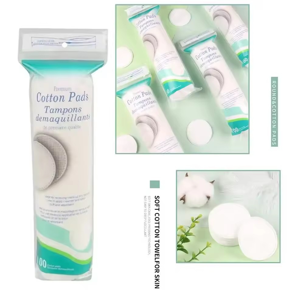 1pc (100 pieces) Makeup Removal Pad Sandwich Round Makeup Cotton Makeup Removal Cotton Solid Cleaning Disc Texture Cleaning