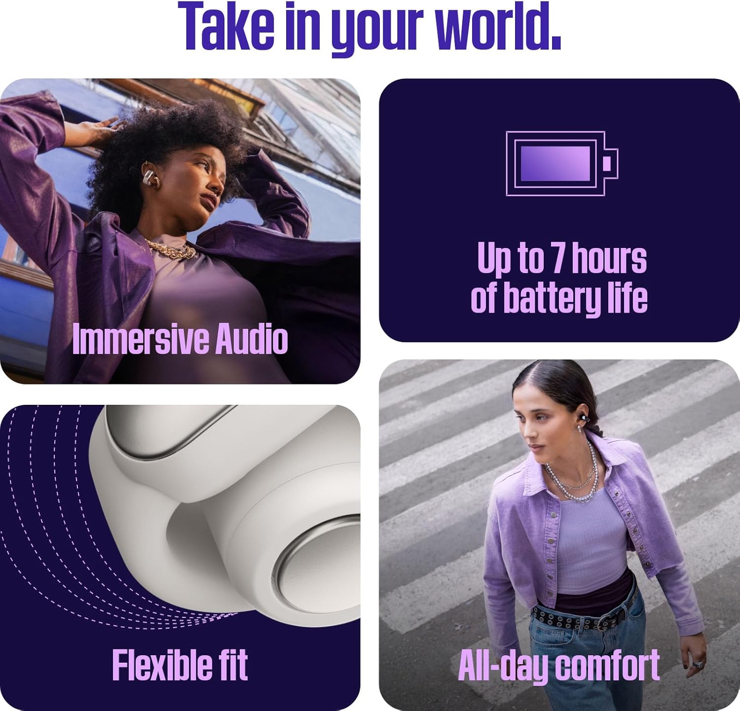 Bose Ultra Open Earbuds - Bluetooth Open Ear Earbuds with OpenAudio for Awareness, Clip-On Design for Comfort, Water Resistant, Up to 48 Hrs of Playti