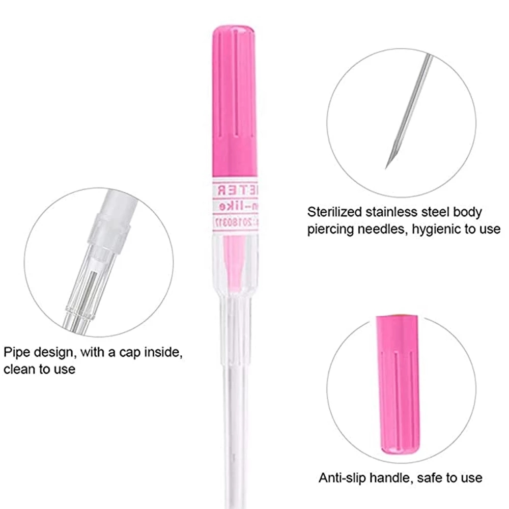 Surgical Steel Sterilised Piercing Needles IV Catheter Needles With Piercing Body Jewelry Kit Tattoo Tool Piercing Supplies Kit