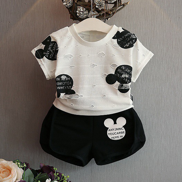 Clothing Sets Fashion Summer Kids Clothing Sets Lovely Doll Print T-shirt+Short 2Pcs for Girls Clothes &