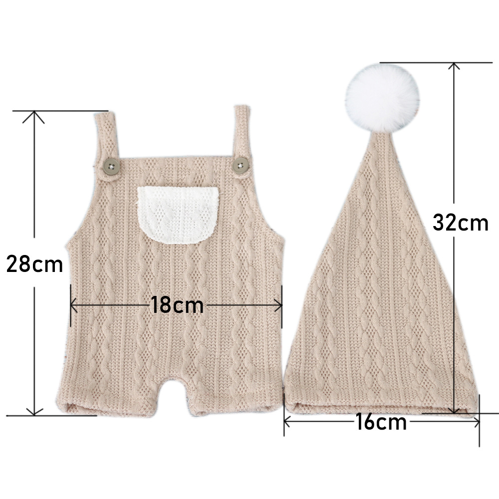 Newborn photography clothing, photography clothing, baby fur ball hat, shoulder strap, shorts set