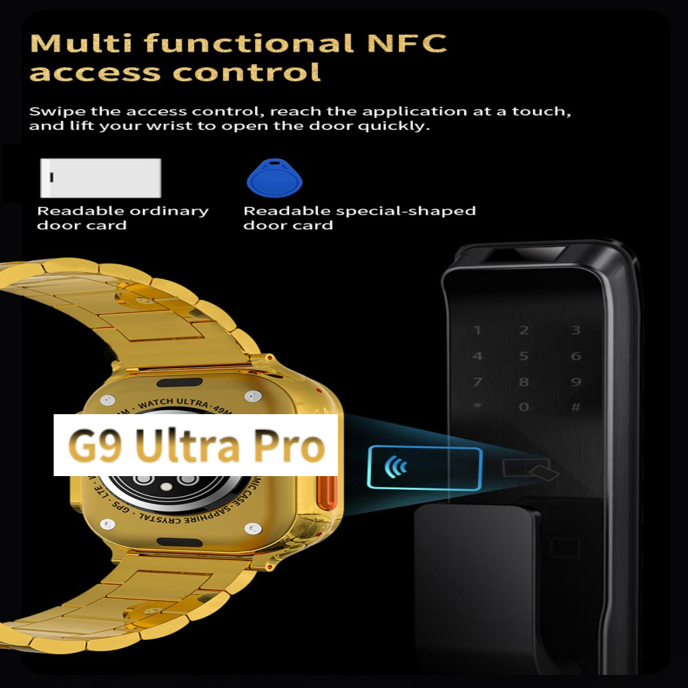 Smart Watch G9 Ultra Pro Gold Ultra Series 8 9 NFC Bluetooth Call Men 24K Gold Smartwatch Wireless Charging for Apple iPhone