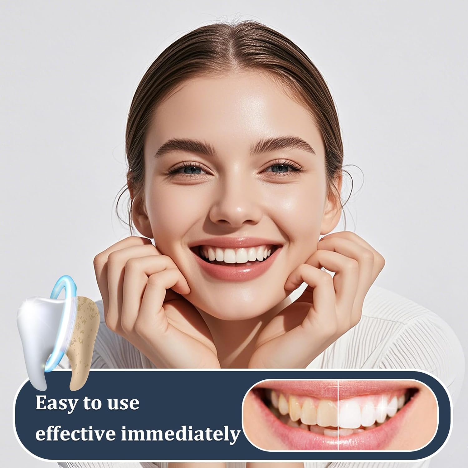 2 Pairs Temporary Smile Veneers, Adjustable Comfortable Fit for Men and Women (Bright White3)