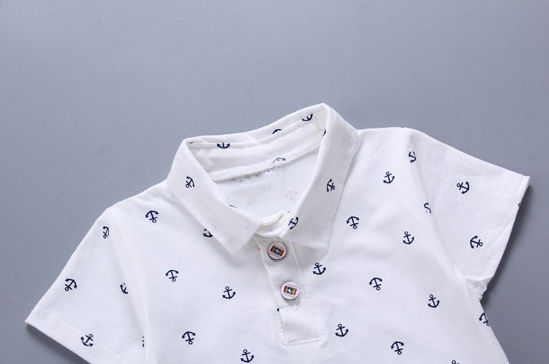 Ones boys summer new casual short sleeved t-shirt short pant clothing set baby kids polo shirt cotton suit