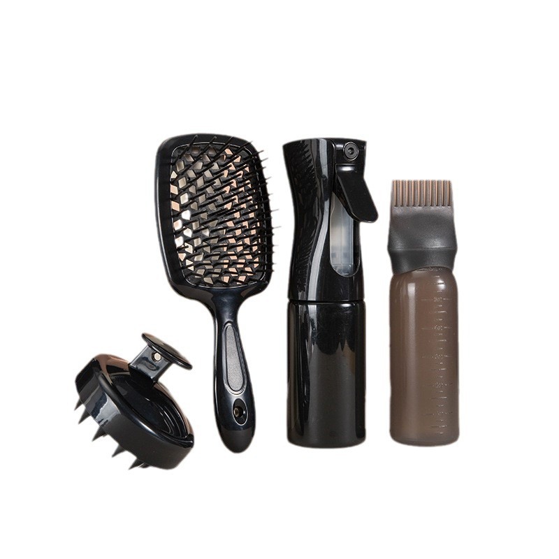 4pcs popular spray bottle silicone shampoo brush shampoo comb dye hair bottle special scalp massage comb set
