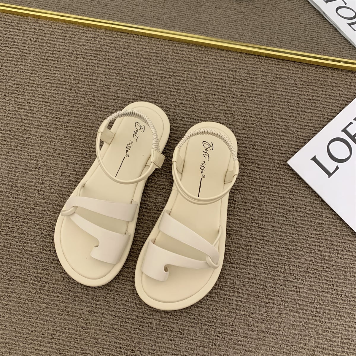 Outer wear flat-bottom sandals women's summer new fairy style soft bottom Roman casual sandals