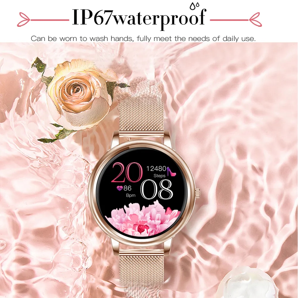 MK20 Women Smart Watch Fashion Ladies Full Screen Touch Smart Watch Pedometer Heart Rate Sleep Tracking Watches