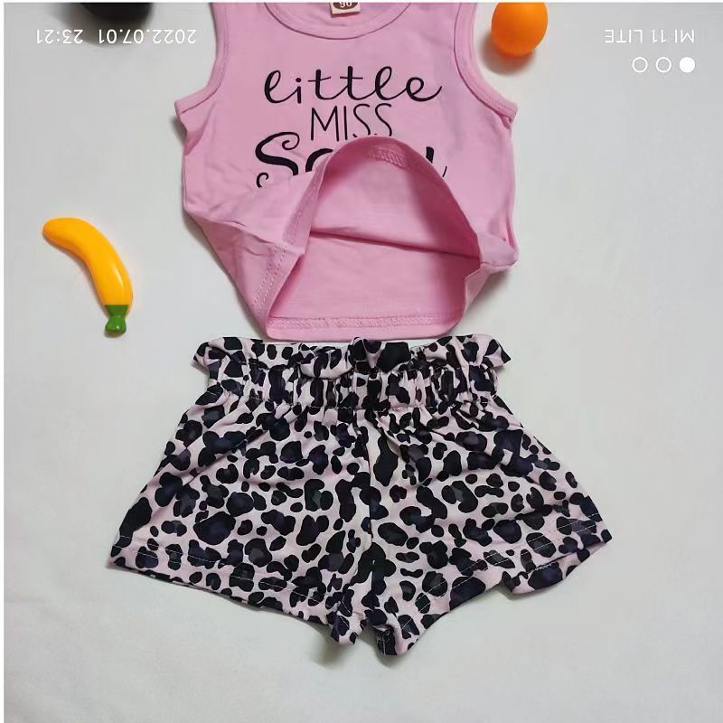 Toddler Kids Baby Girls Sleeveless Printing Tops+Flower Shorts+Headband Set Outfits Clothes 3Pcs