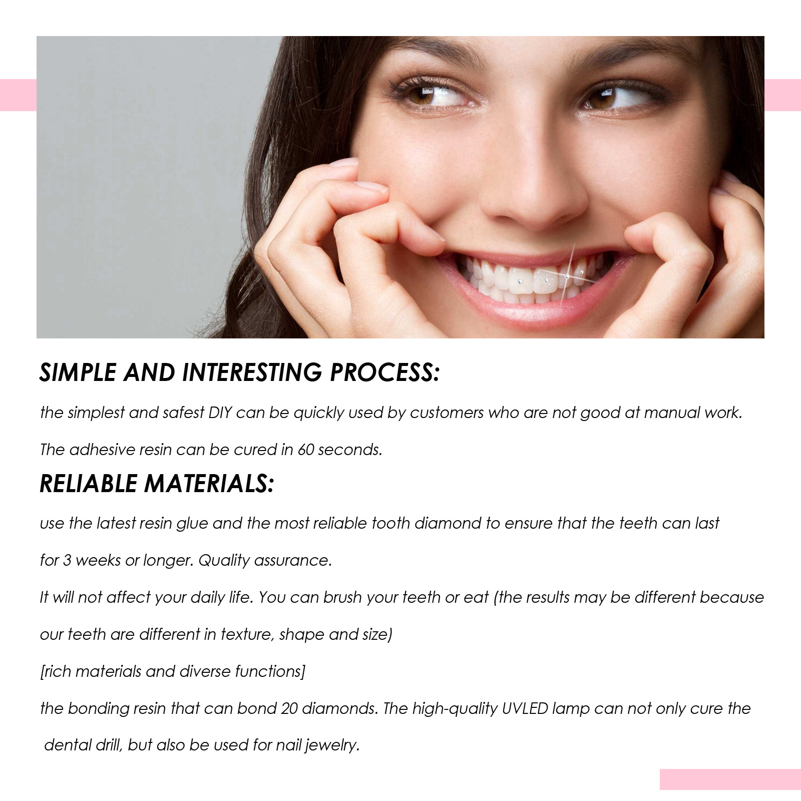 Tooth Gems Teeth Gems Teeth Gems Teeth Jewelry With Glues and Light Teeth Diamonds DIY Professional
