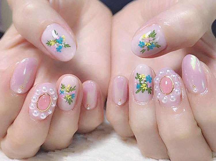 Mix Dried Flowers Nail Decorations Jewelry Natural Floral Leaf Stickers 3D Nail Art Designs Polish Manicure Accessories