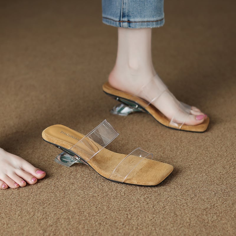 Sandals, new transparent crystal shoes, cool slippers, fashionable high heels for outdoor wear