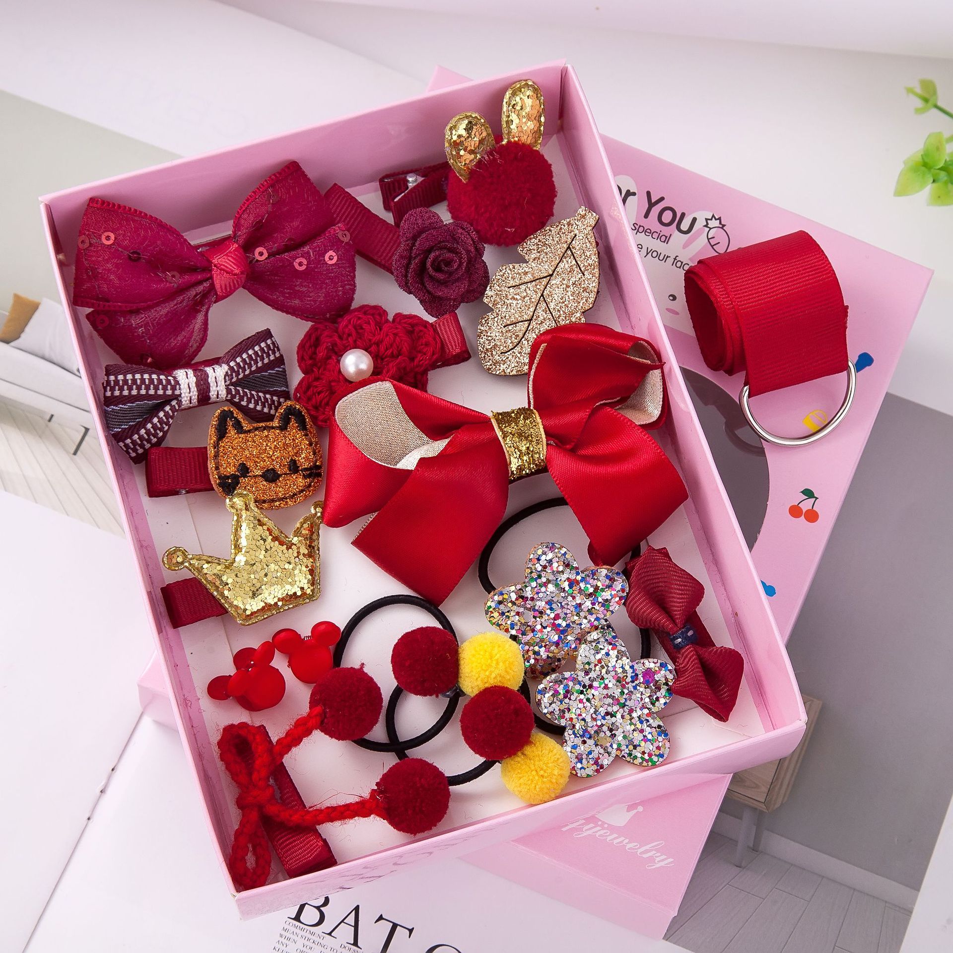 18pcs Girls Cute Bow Hair Clip Set Girls Hair Accessories Headwear With Gift Box Gift For Girls