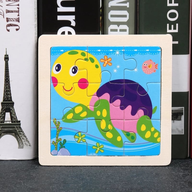11X11CM Kids Wooden Puzzle Cartoon Animal Traffic Tangram Wood Puzzle Toys Educational Jigsaw Toys for Children GiftS 3pc/
