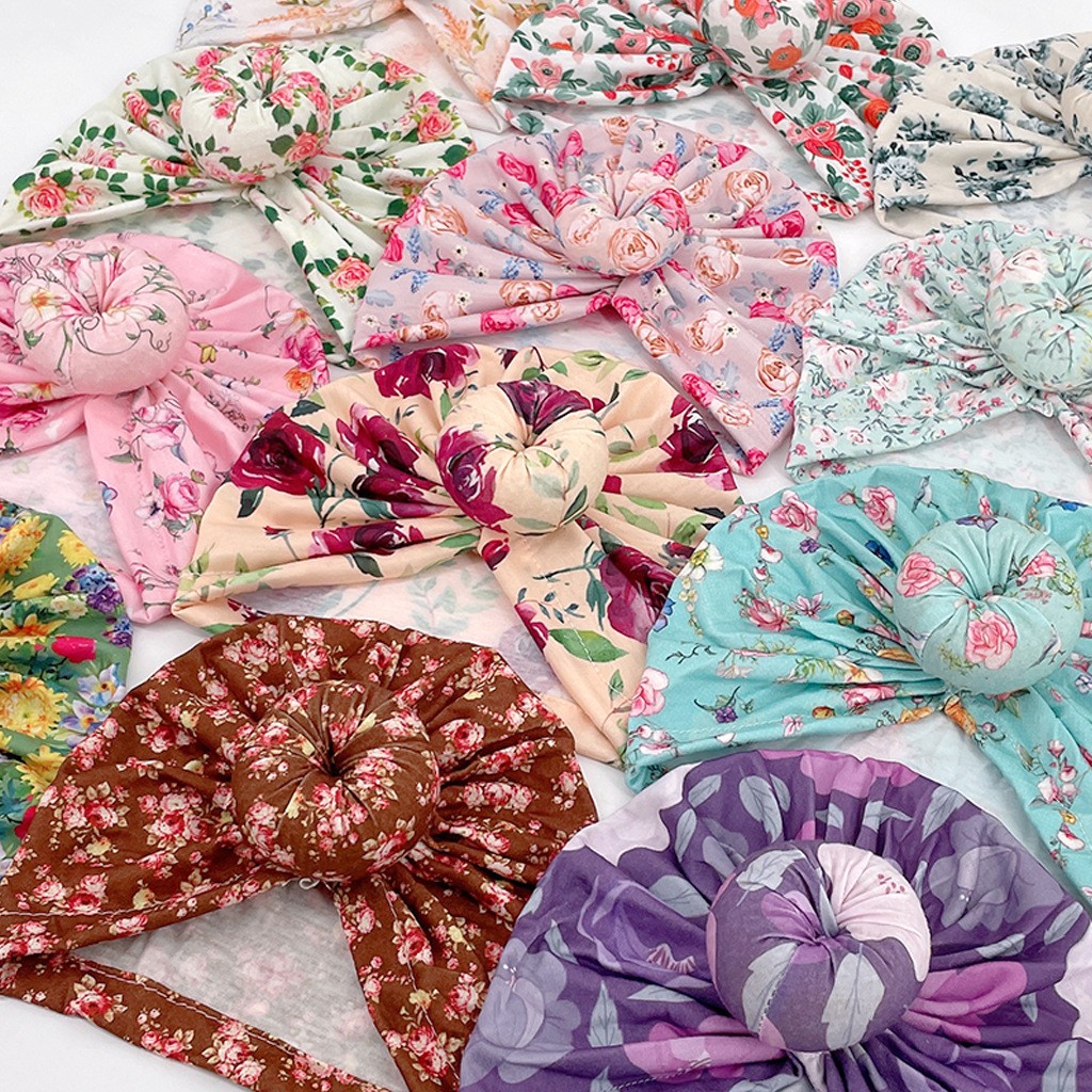 Baby Girl Hat Newborn Soft Cute Floral Cap for Toddler Infants Turban Hat random color