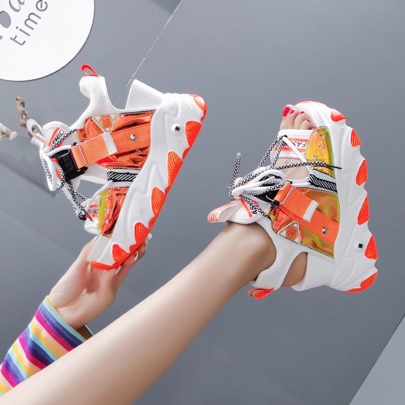 Comemore Platform Gladiator Sandals Lace Up White Sandals Women High Heels Wedges Casual Sports Shoes Woman Spring Summer
