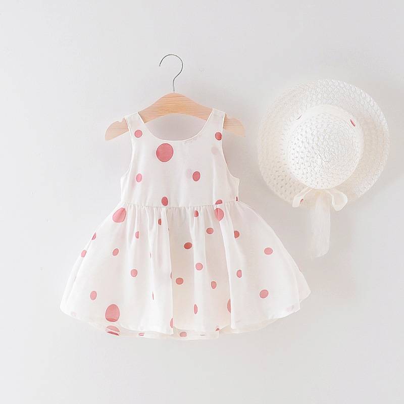Baby Dress With Bow Hat 2pcs Clothes Set Newborn Infant Toddler Dresses Party Wedding Dress Vestidos