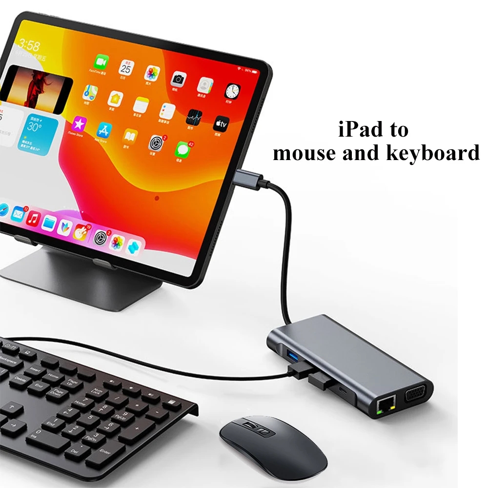 LORYI Multi-interface Docking Station USB C Hub Gigabit Notebook Converter Compatible for MacBook Air Pro and Other TypeC Laptop