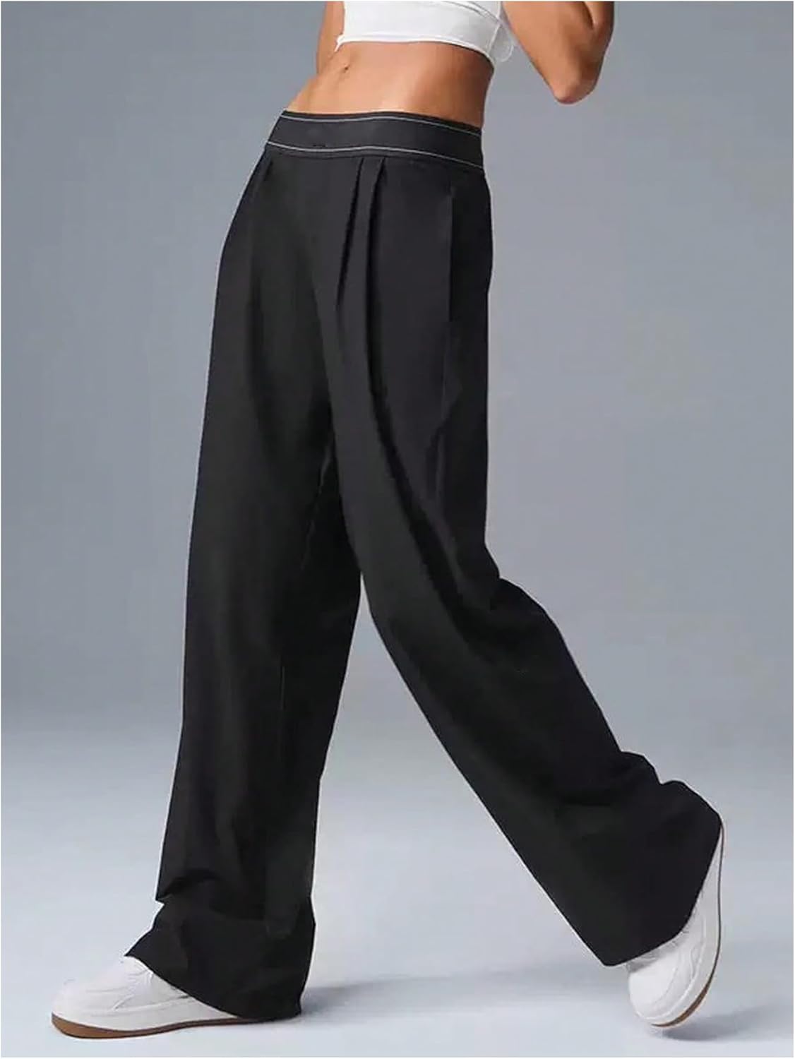 SOLY HUX Women's Lightweight Straight Leg Pants Elastic High Waisted Workout Yoga Casual Trousers with Pockets