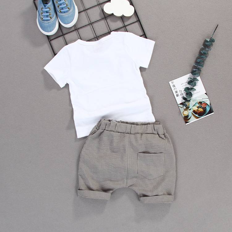 Summer Kids Boys Bow Clothes Sets Baby Gentleman High Qulity Short T shirt + Pants Toddler Boy Clothing Casual Kids Outfits Baby