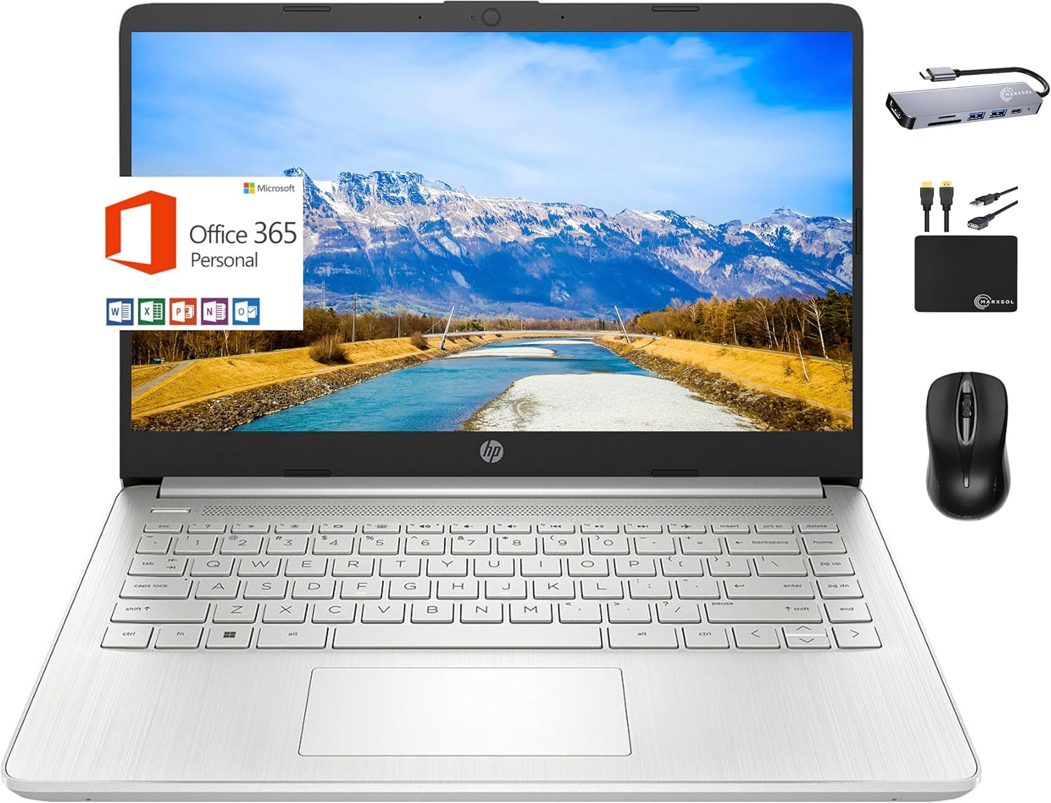 HP 2024 Premium 14" Micro-Edge Portable Laptop Student Business, Intel Quad-Core N4120, 4GB RAM, 192GB (128GB eMMC+ 64GB Card), Webcam, WiFi, Windows