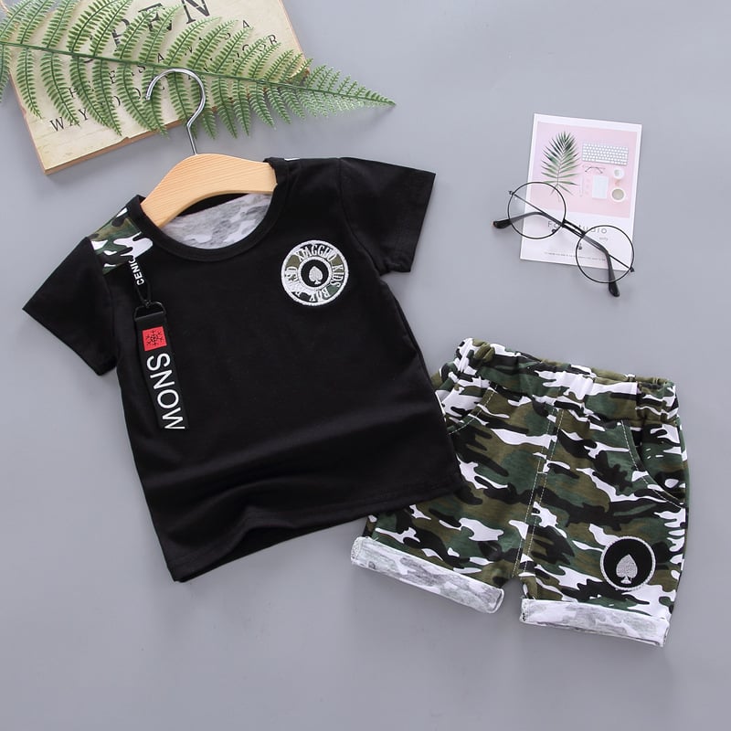 New summer casual version of men and women baby short-sleeved boys shorts two-piece baby children's suit tide